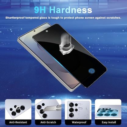 Samsung Galaxy Screen Protector + Camera Lens 2+2 Pack, 9H Anti-Spy Tempered Glass, Fingerprint Unlock Support