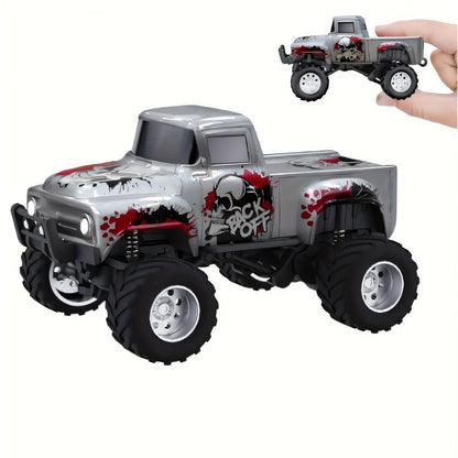 RC Monster Truck 1:64 Scale Alloy Shell with LED Lights, Multi-Control Modes, Adjustable Speed & Steering