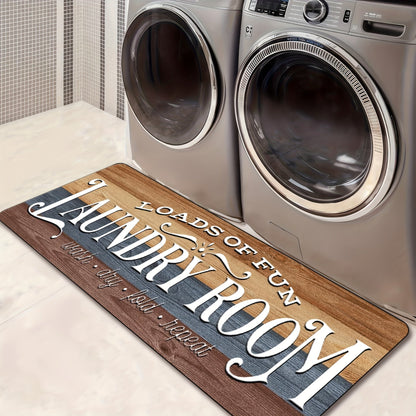 Farmhouse Laundry Room Runner Rug – Retro Kitchen & Bathroom Mat, Anti-Slip Floor Runner for Laundry Room