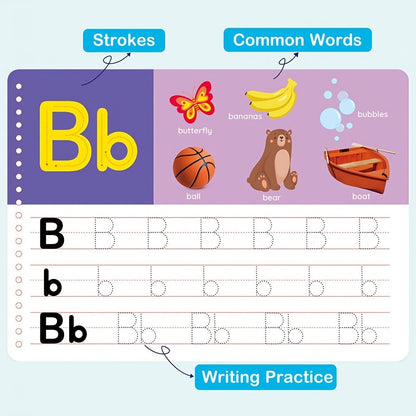 Preschool Busy Book for Toddlers Ages 2-6, 50 Pages Tracing Writing Drawing Activity Workbook, Kindergarten Readiness Practice Book