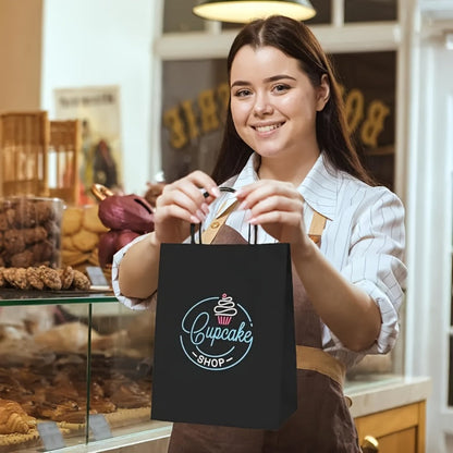 Paper Bags with Handles Bulk – Kraft Paper Gift Bags 25/75/100/300 Pcs, Black White Brown Reusable Shopping Bags for Small Business Retail