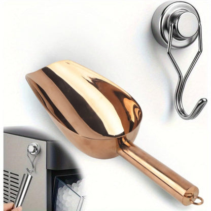 Ice Scoop Stainless Steel with Magnetic Hook Rose Gold Finish Compatible with GE Profile Opal Ice Maker Granular Ice Maker Unit Refrigerator
