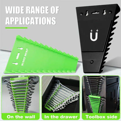 Magnetic Wrench Organizer Rack 4-Pack Tool Tray for SAE 1/4"-1-1/16" and Metric 6mm-24mm Wrenches PE Magnetic Backing for Toolbox Cabinet
