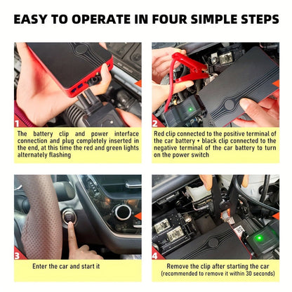 Portable Car Jump Starter Power Bank 200A Peak – 12V Emergency Battery Booster for Gas Engines Under 2.0L, USB & Type-C Charging, LED Light
