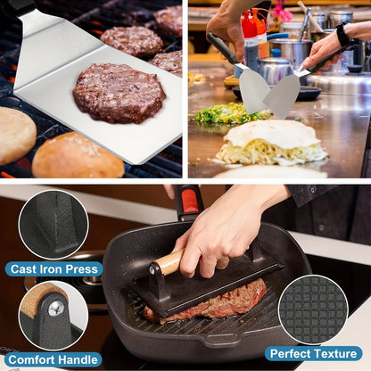 17-, 34- or 41-Piece Teppanyaki BBQ Tool Set with Griddle Spatulas, Press Domes and Carry Bag