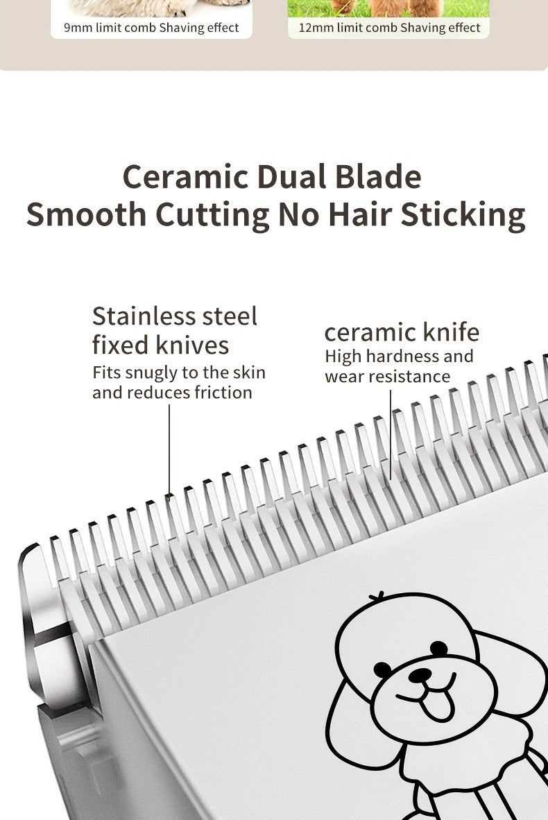 Pet Grooming Clippers Rechargeable with LED Display – Cordless Electric Dog Cat Hair Clipper, Detachable Blades 4 Guide Combs Low Noise