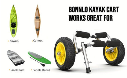 Kayak Cart Trolley Carrier Dolly, Canoe Paddle Board Boat Transport with 10-Inch Solid Wheels