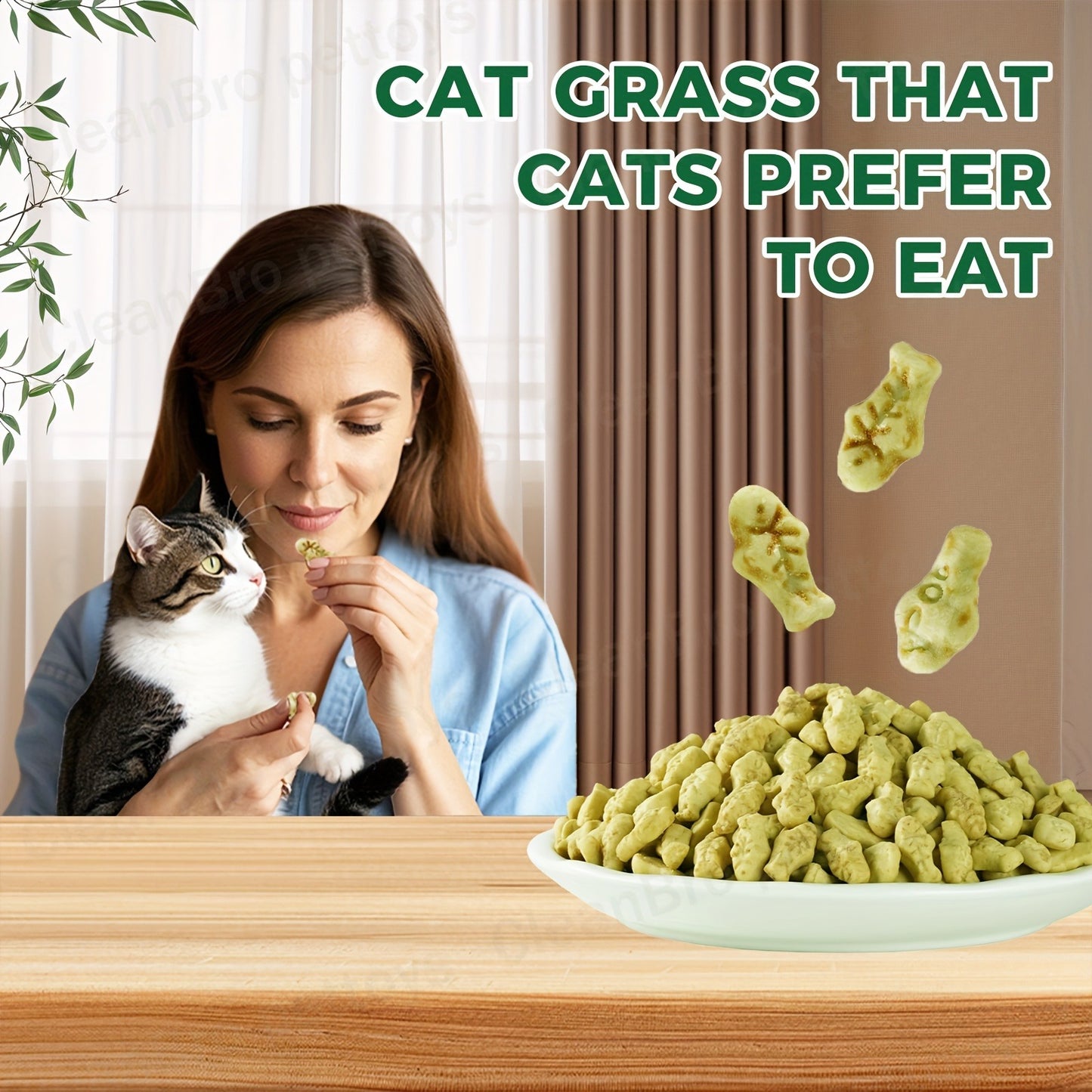 Catnip Cat Treats 150g – Catnip Cookie & Catgrass Molar Stick, Dried Fish Snack for Cats, Teeth Cleaning Dental Chew