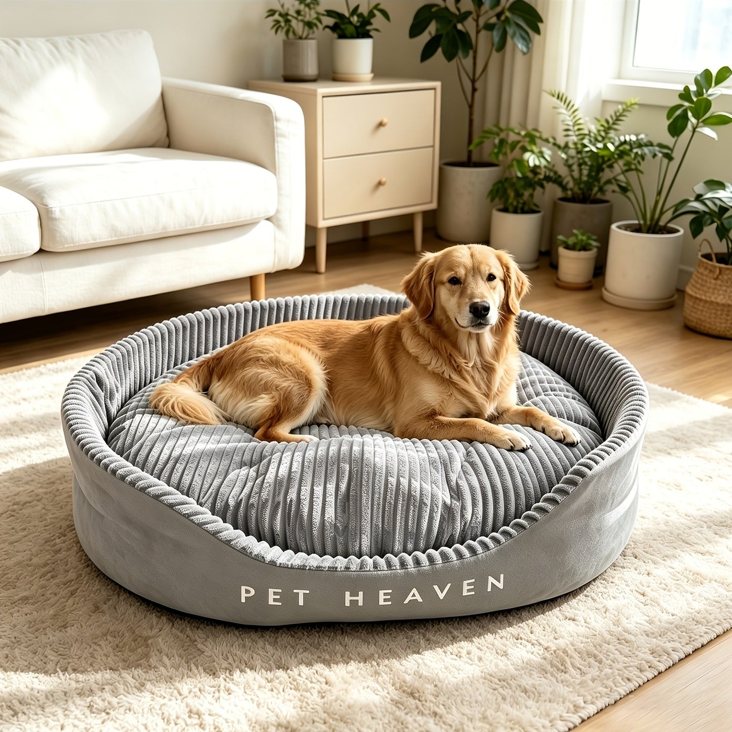 Furry Round Pet Bed for Dogs & Cats – Soft Warm Washable Dog Bed with Anti-Slip Base, Foldable Breathable Plush Cat Bed Mattress