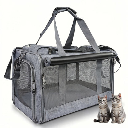Airline Approved Pet Carrier Soft Sided Collapsible for Cats & Small Dogs – Breathable Oxford Cloth Travel Bag with Zipper Closure