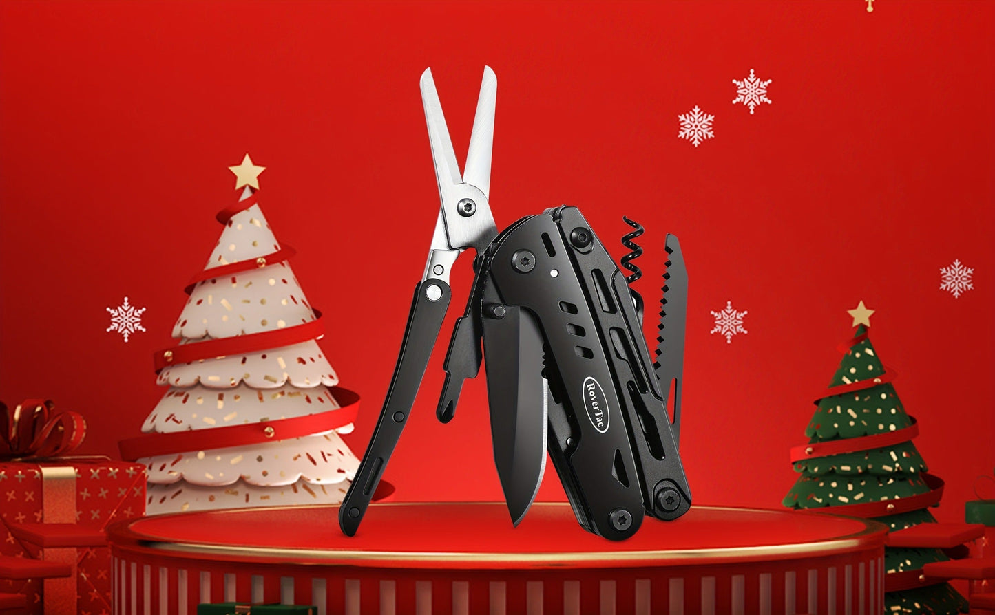 18-in-1 Stainless Steel Multitool Pocket Knife – Pliers, Scissors, Saw, Corkscrew & 9 Screwdrivers with Safety Lock & Nylon Sheath
