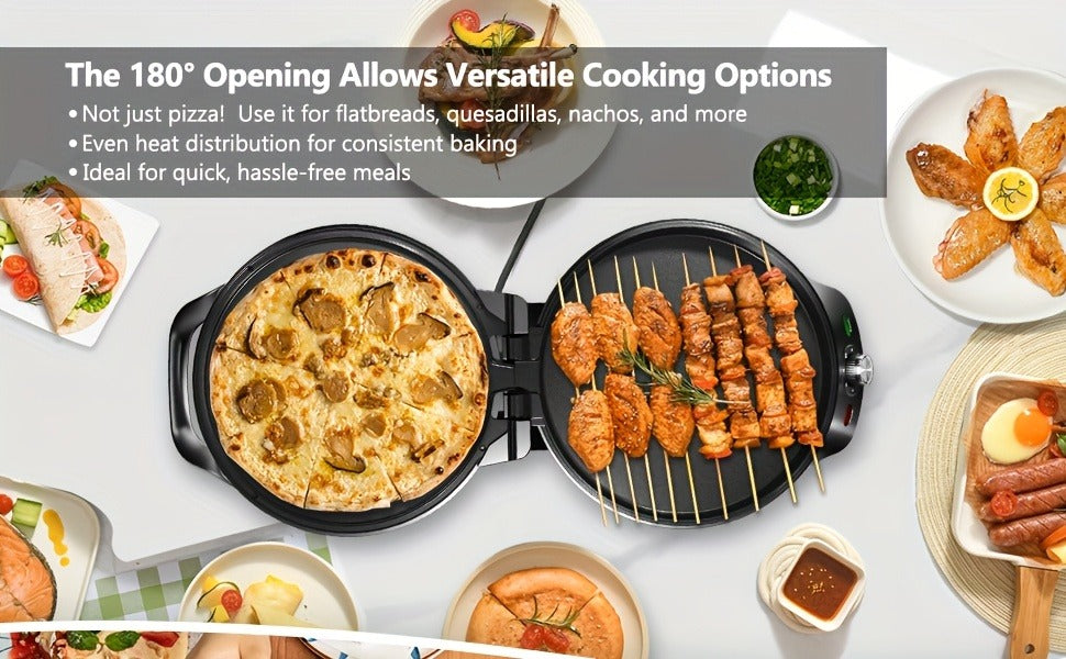 Electric Smokeless Indoor Grill 1500W, 2-in-1 Indoor Grill & Pizza Maker with 30-Min Timer, Auto Shut-Off