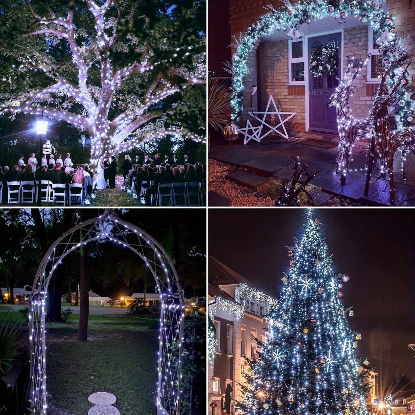 Two-Pack Solar Fairy String Lights, 104 Feet with 300 LEDs, Flexible Wire and Three Color Options