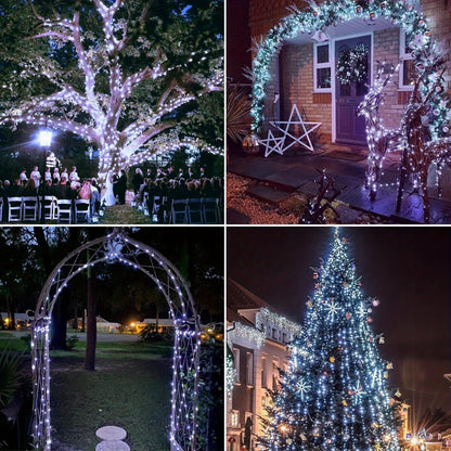 Two-Pack Solar Fairy String Lights, 104 Feet with 300 LEDs, Flexible Wire and Three Color Options