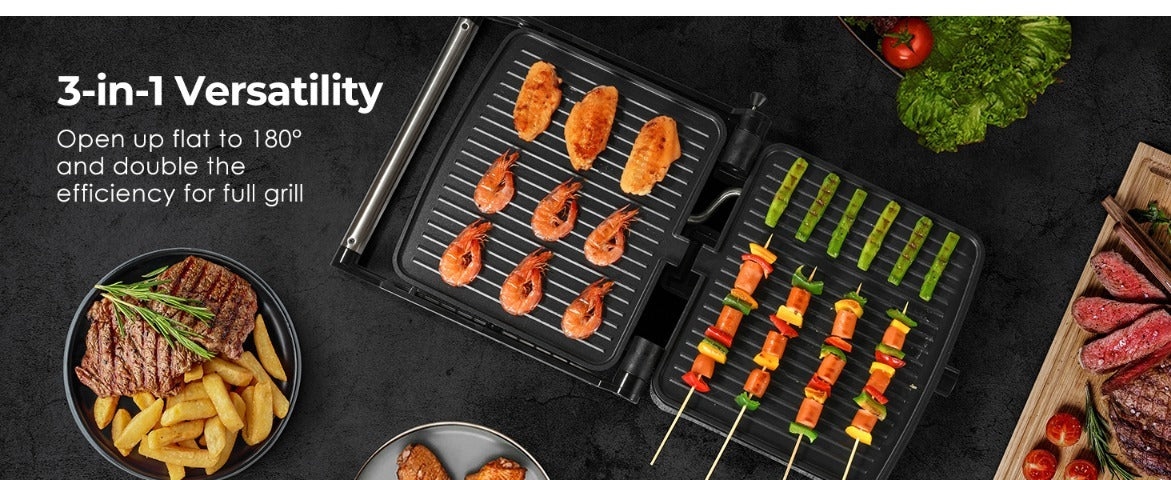Panini Press Grill Indoor Sandwich Maker 4 Slice, Non-Stick 1200W Electric Grill with Temperature Control