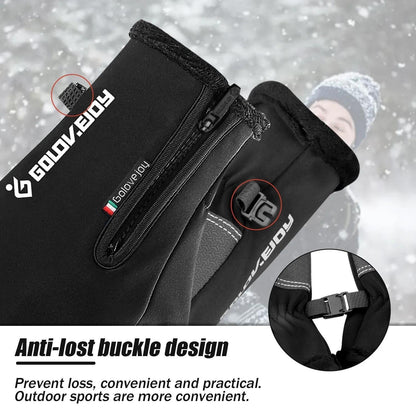 Two-Pair Full-Finger Winter Gloves in Black or Gray with Complete S, M, L, XL and XXL Size Grid