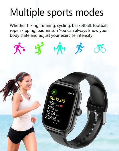 Smart Watch 1.83-Inch Touch Display with Bluetooth Calling, Music Control and Black Silicone Band