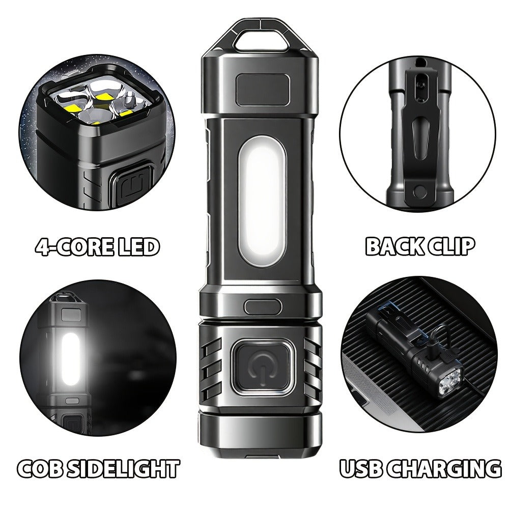 Flashlight 2-Piece EDC Set with Eight Modes, USB-C Charging, Digital Display and Mini Backup Light