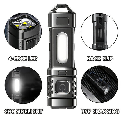 Flashlight 2-Piece EDC Set with Eight Modes, USB-C Charging, Digital Display and Mini Backup Light