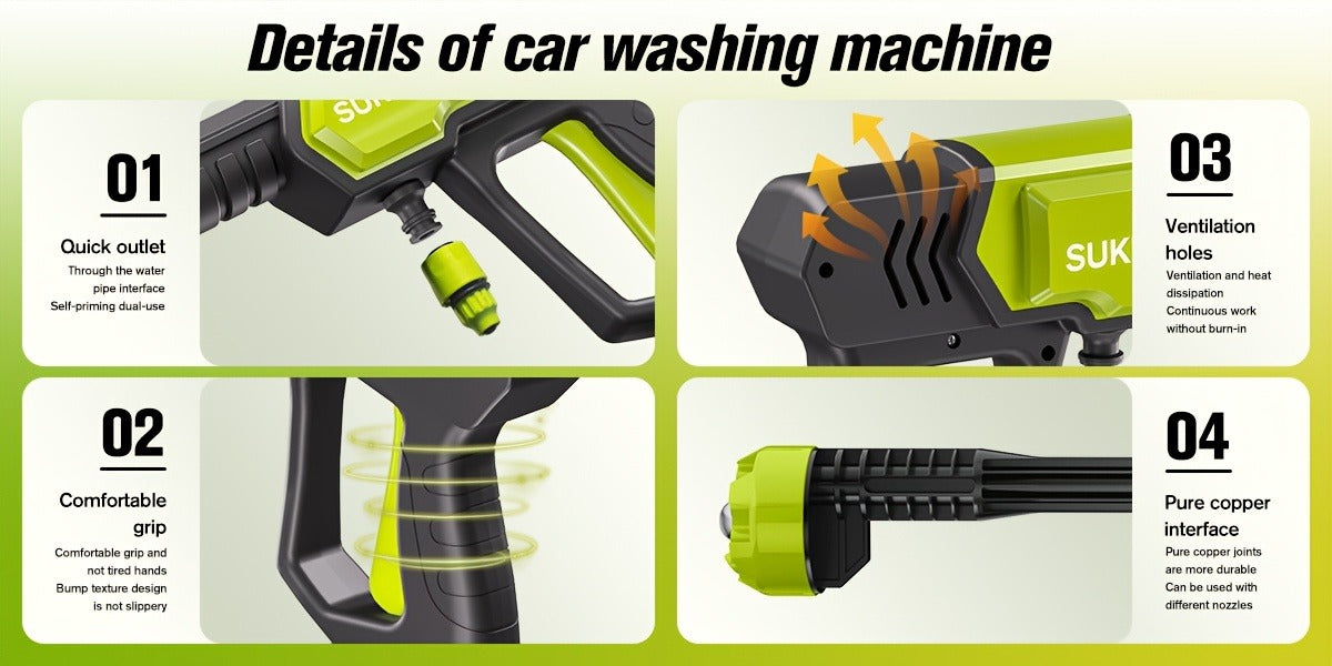 Cordless Pressure Washer Battery Powered Portable Car Wash Gun High Pressure Cleaner for Cars Yards for Garden, Patio and Yard Use