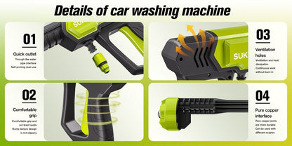 Cordless Pressure Washer Battery Powered Portable Car Wash Gun High Pressure Cleaner for Cars Yards for Garden, Patio and Yard Use