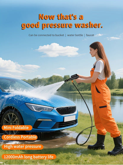 Portable Pressure Washer Cordless 980PSI, 3x 4000mAh Batteries, 5-in-1 Nozzle, Foam Cannon, 33FT Hose