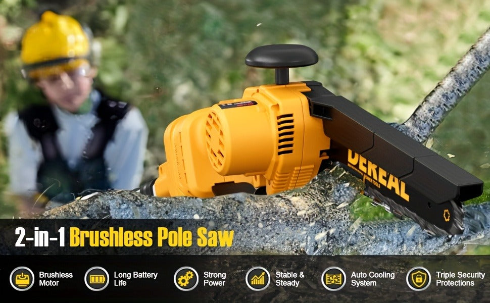 Telescopic Pole Saw Cordless Folding 6-Inch Electric with Compact Design, Battery-Powered Tree Pruner for Garden Pruning