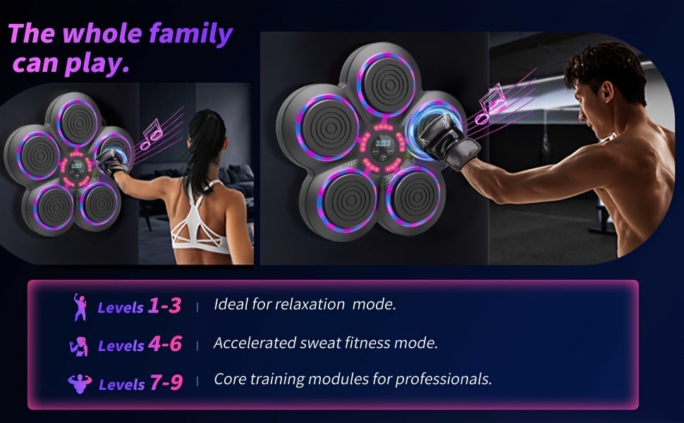Wall-Mounted Five-Pad Boxing Target with Music Controls and Black or Upgraded-Lighting Checkout Options