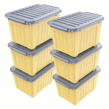 72QT or 97QT Stackable Storage Container Sets with Latching Lids in Clear, Pink/White or Gray/Yellow