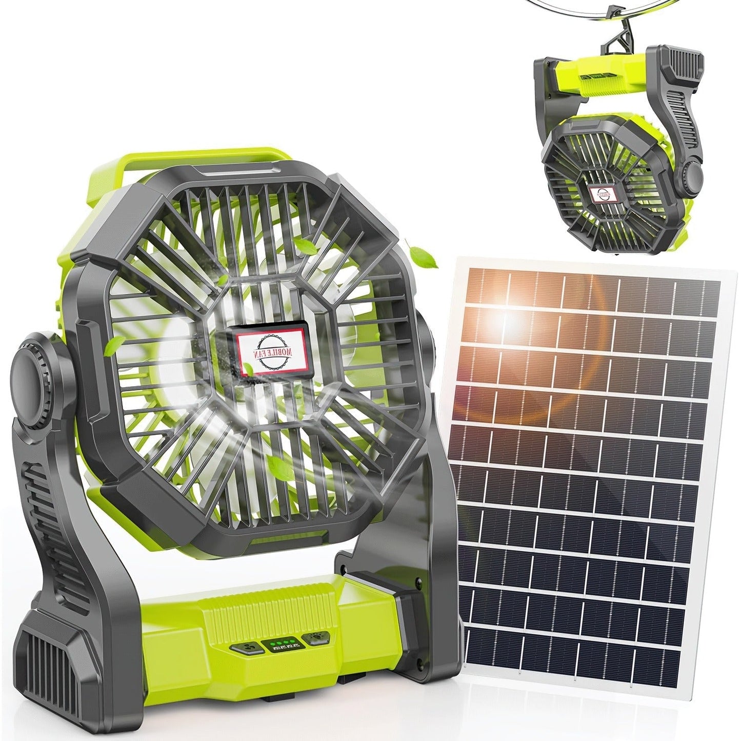 Rechargeable Camping Fan 20000mAh with Misting, Power Bank, RGB Light, 4 Speeds & Tent Hook for Outdoor Use