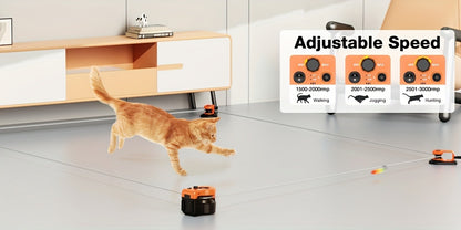 Interactive Cat Toy Auto & Remote Control – Electric Feather Mouse Lure Coursing Machine with DIY Track, Mouse Sounds, Auto Timer