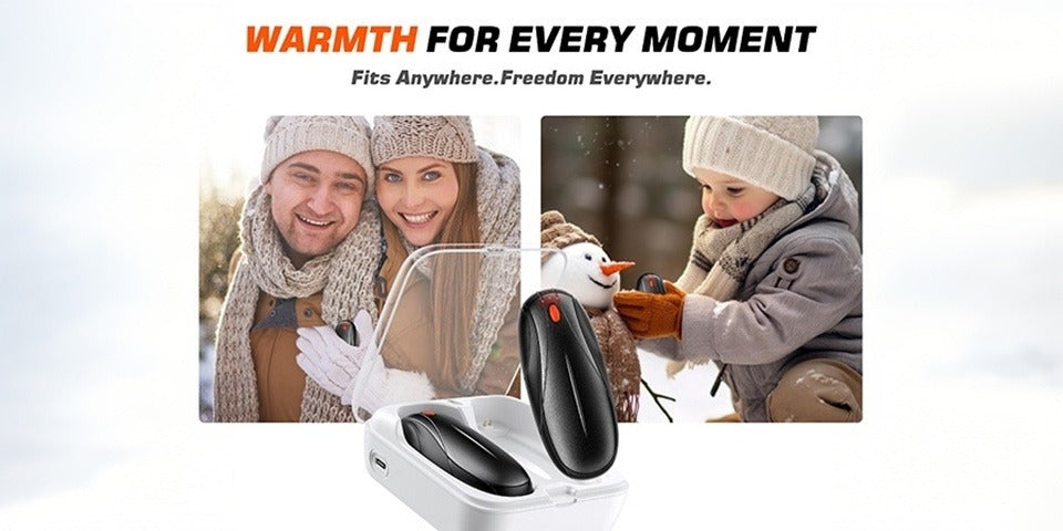 Rechargeable Hand Warmers 2 Pack with Charging Case – Electric Portable Pocket Heater, Quick Charge, Reusable Heat Packs for Winter Outdoor
