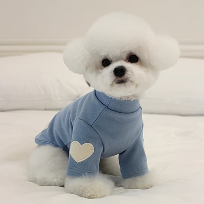 Dog Fleece Shirt 3-Pack Heart Print Spring Summer Base Layer – Thin Two-Legged Pet Clothes for Teddy, Bichon Frise & Small Medium Dogs