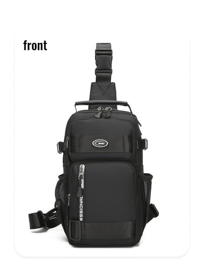 Multi-Pocket Crossbody Chest Pack with Adjustable Sling Strap, Zipper Compartments and Black or Grey Finish
