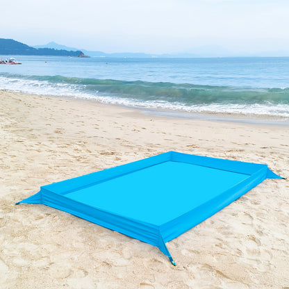 Sand-Wall Beach Mat with Four Stakes and Carry Bag, 140 x 220cm in Six Printed Styles for Outdoor Picnics