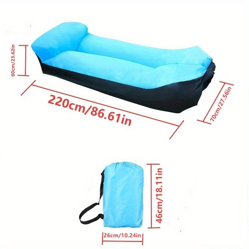 Two-Tone Inflatable Air Lounger with Storage Bag in Red, Blue or Purple with Black Base Options