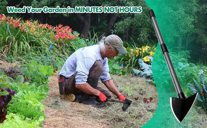 Garden Hoe Triangle Carbon Steel with Adjustable 15-72 Inch Long Handle, Sharp Triangular Blade for Weeding