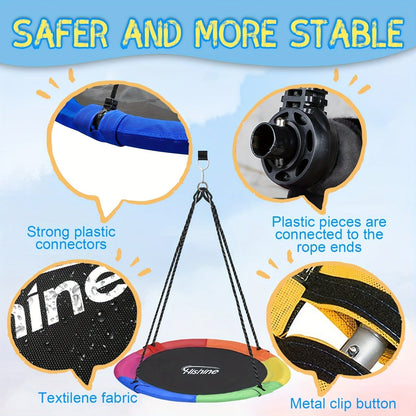 Saucer Tree Swing 43 Inch 360 Degree Rotating Flying Saucer Swing with Swivel Hanging Straps Adjustable Ropes Round Spinner Swing for Tree