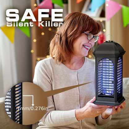 Cylindrical Plug-In Bug Zapper with Blue Grid Light in Black Single or Two-Piece Upgrade Options