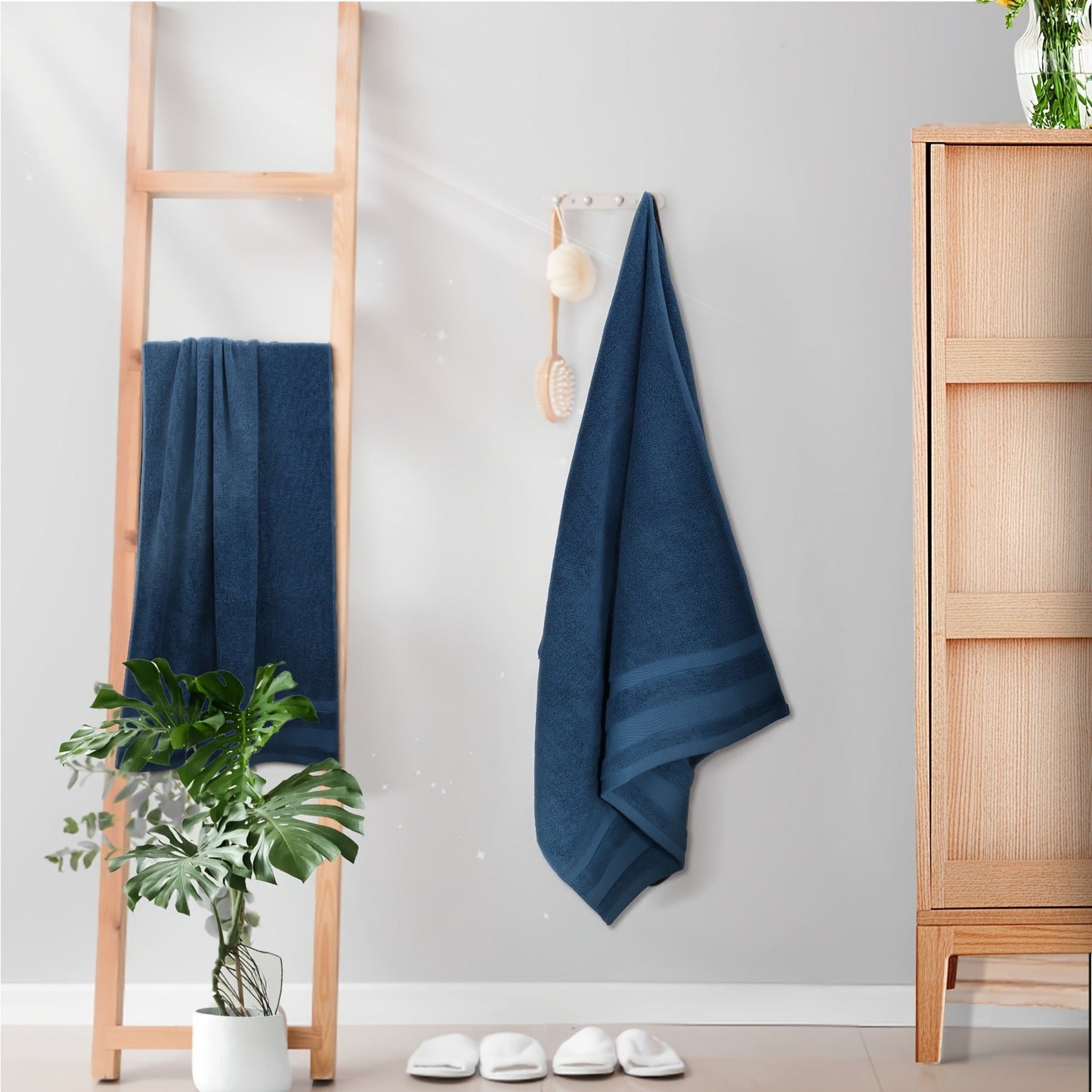 Towel Set 6 or 10 Piece Pure Cotton Bath Towels in Grey, Blue, White or Yellow for Home, Gym and Travel