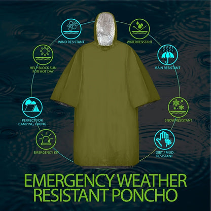 Emergency Rain Poncho 4 Pack & 14 Pack – Retains 90% Body Heat, Reusable Waterproof Raincoat for Men Women Adults