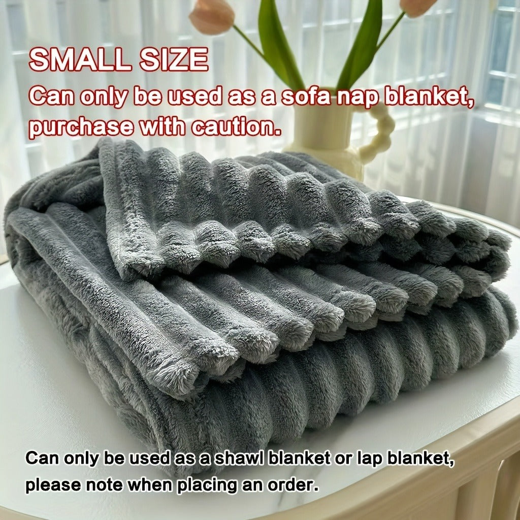 Fleece Blanket Double-Sided 3D Faux Rabbit Fur Throw – Ultra-Soft Thick 300-350g/m² for Home, Office, Travel & Camping