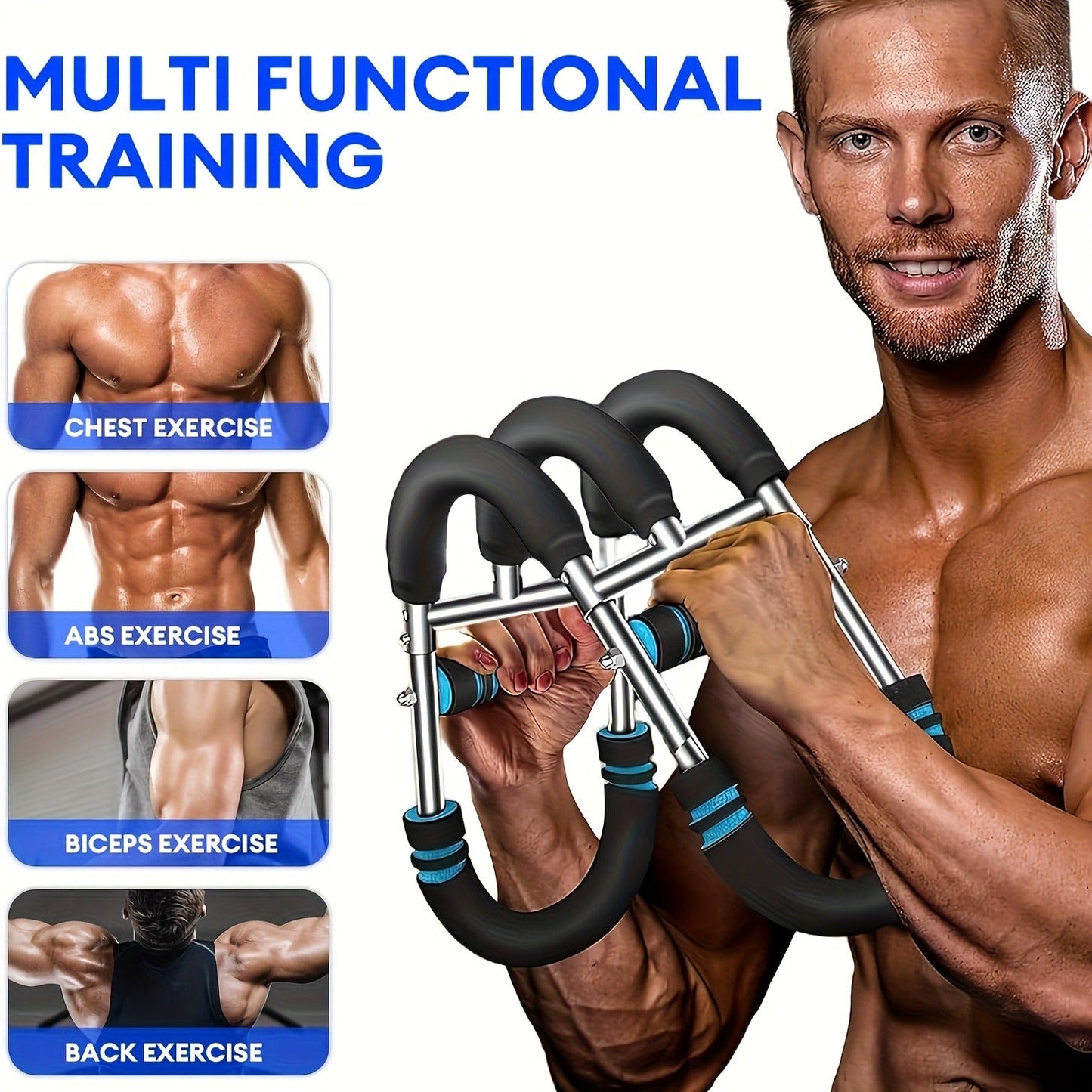 Arm Strength Trainer Three-Bar Chest Expander, Adjustable Multi-Level Resistance, Portable Detachable Forearm & Chest Workout Device