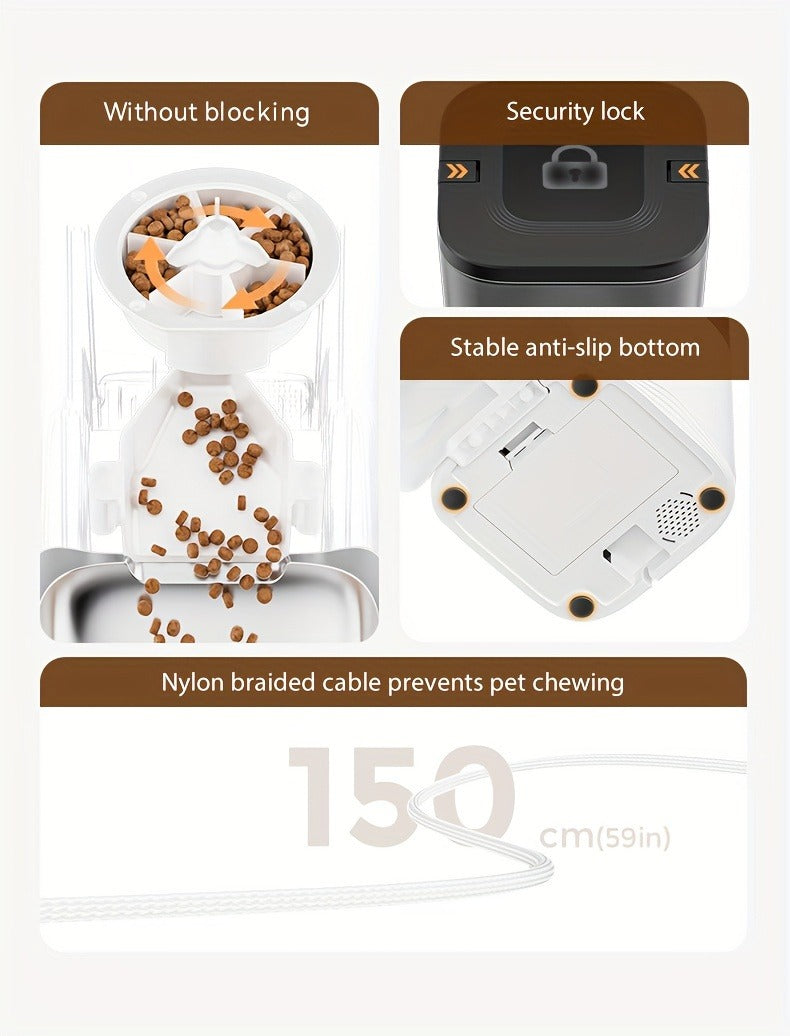 Smart WiFi Automatic Pet Feeder 101oz – App Control, Up to 10 Meals Per Day, HD Camera Option with 2.4G & 5G, Voice Assistant Compatible