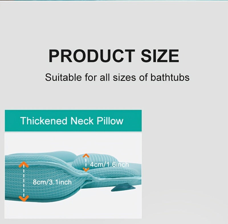 Full-Body Bathtub Cushion in 60 × 21.7-Inch Size with Aqua Mesh, Raised Headrest and Lumbar Pad