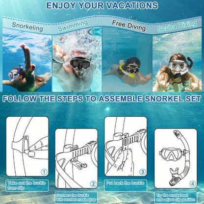 Panoramic HD Diving Mask Anti-Fog Tempered Glass Snorkel Mask with Nose Cover for Adults Youth Scuba Diving Snorkeling Swimming Pink Blue