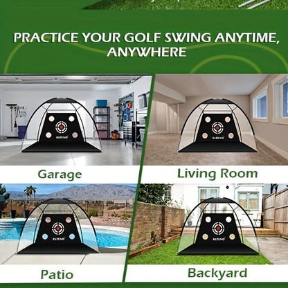 Golf Practice Net with Mat Set 10x7ft – Heavy Duty Backyard Driving Hitting Net with Turf Mat Golf Balls Rubber Tees & Carry Bag for Indoor