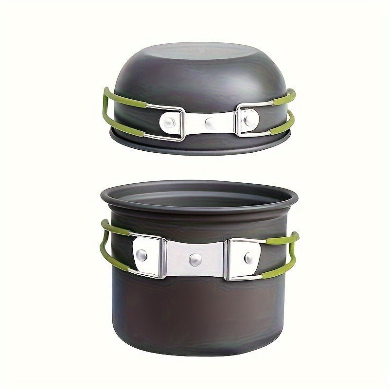 Stainless Steel Camping Cookware Set Portable Outdoor Cooking Pot with Foldable Storage Knives Forks Lightweight Compact for Backpacking