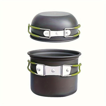 Stainless Steel Camping Cookware Set Portable Outdoor Cooking Pot with Foldable Storage Knives Forks Lightweight Compact for Backpacking