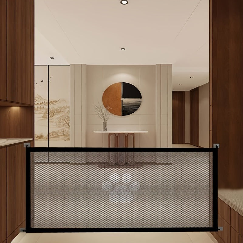 Pet Gate Folding Mesh Dog Safety Fence Isolation Net – Portable Collapsible Pet Barrier for Doorways Stairs Cars